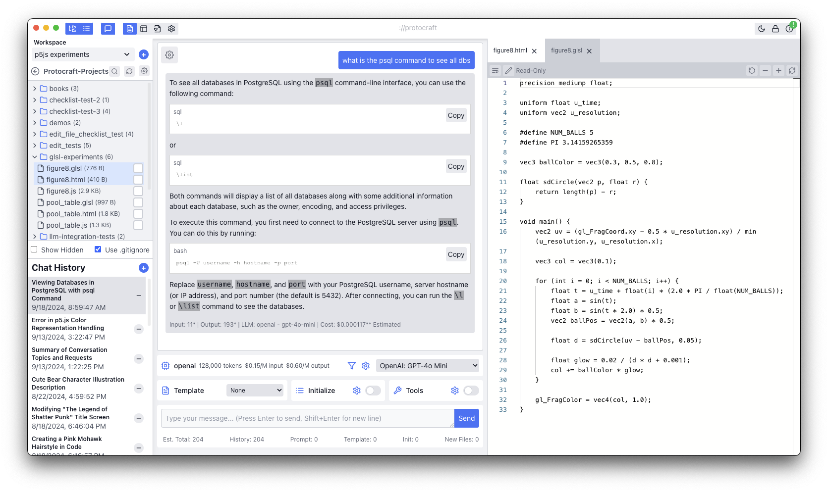 Protocraft Application Interface
